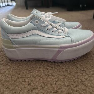 Vans Women's Pastel Blue and Lavender Platform Sneakers